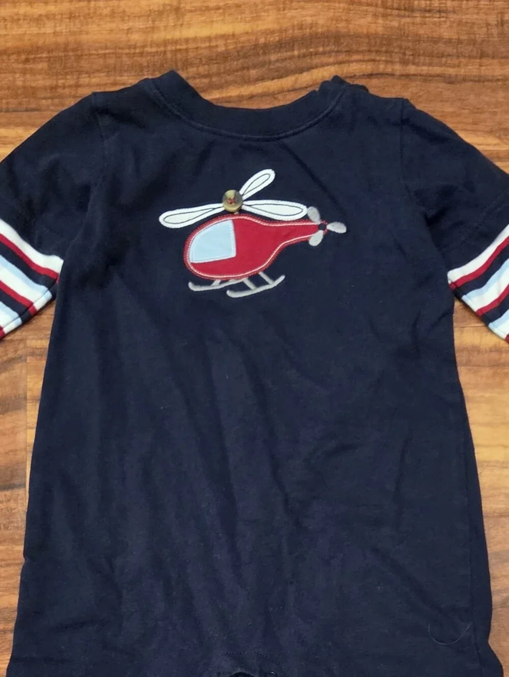 Gymboree EUC 18-24 Months Navy Helicopter Stripe One-Piece Romper and Socks